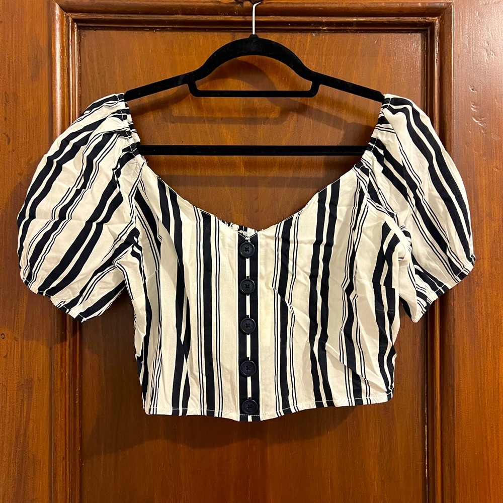 Striped crop top with ruched back